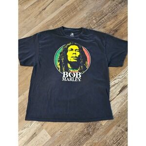 Zion Rootswear Bob Marley Graphic T-Shirt Mens XL Black Reggae Music Tee Cotton